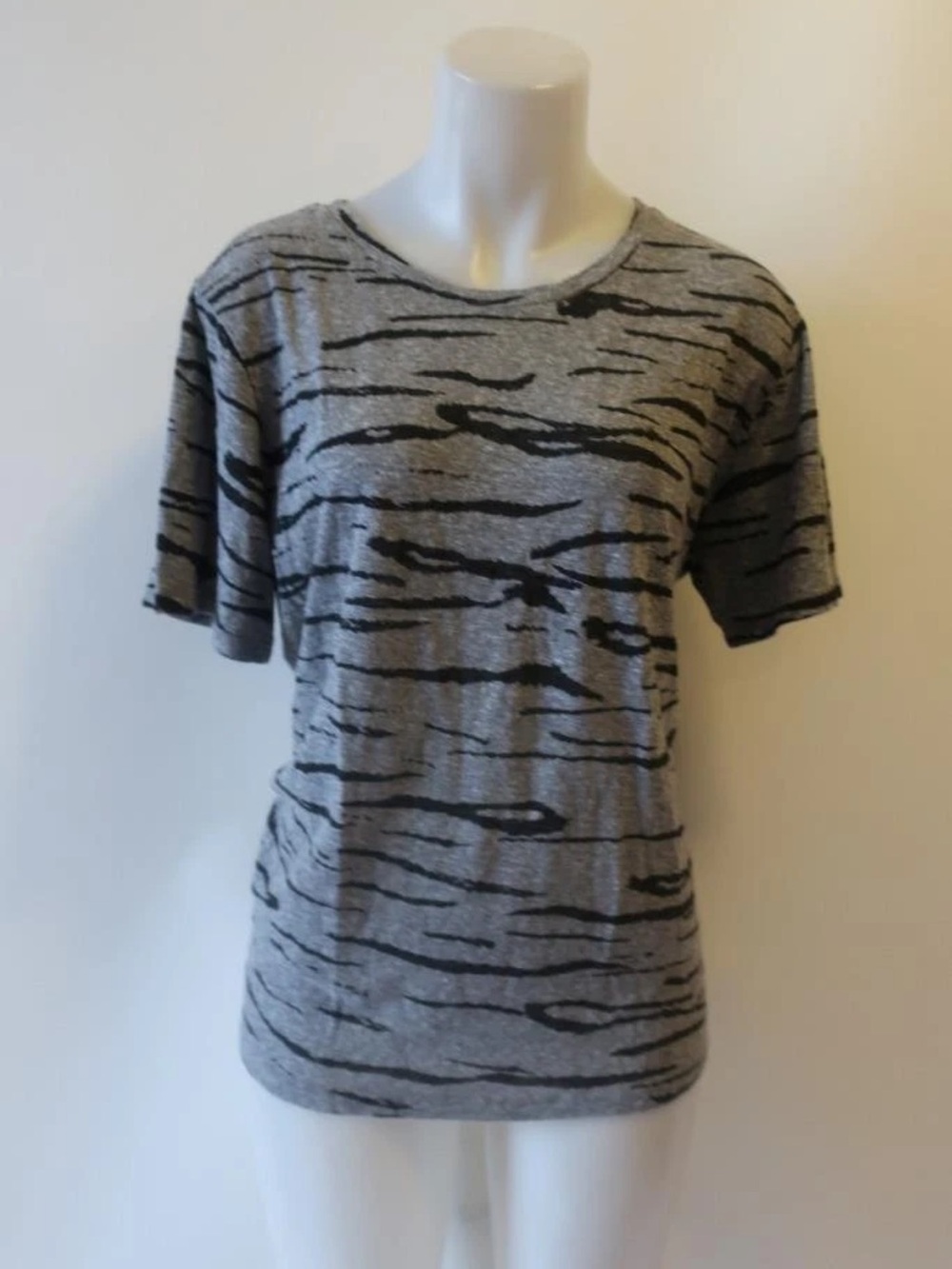 Monroe Gray Zebra Patterned Short-Sleeve Women's Tee Top Size XS